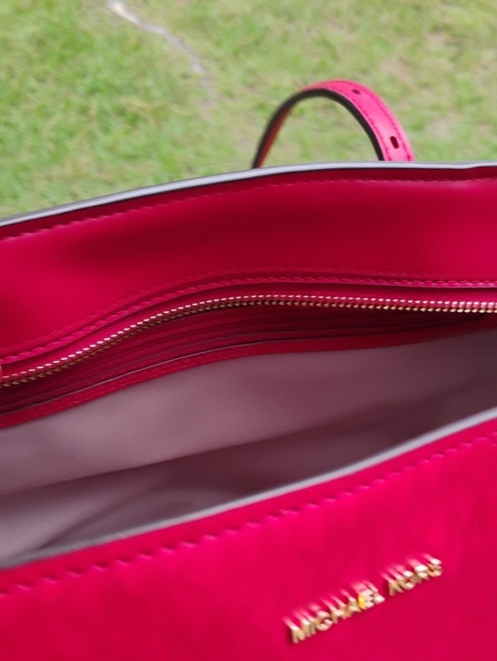 Michael Kors Hot Metallic Pinkish Red ClothTote - Picture 11 of 12